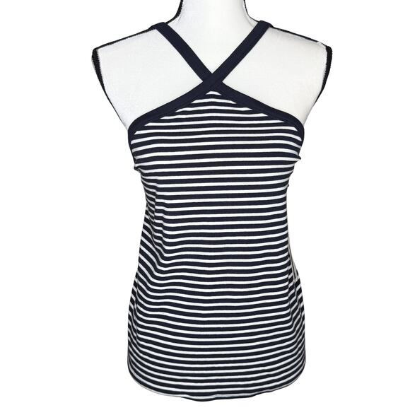 Free Assembly Tops - Free Assembly Striped Halter Tank Top Size XL Navy Blue Parisian Chic Coastal